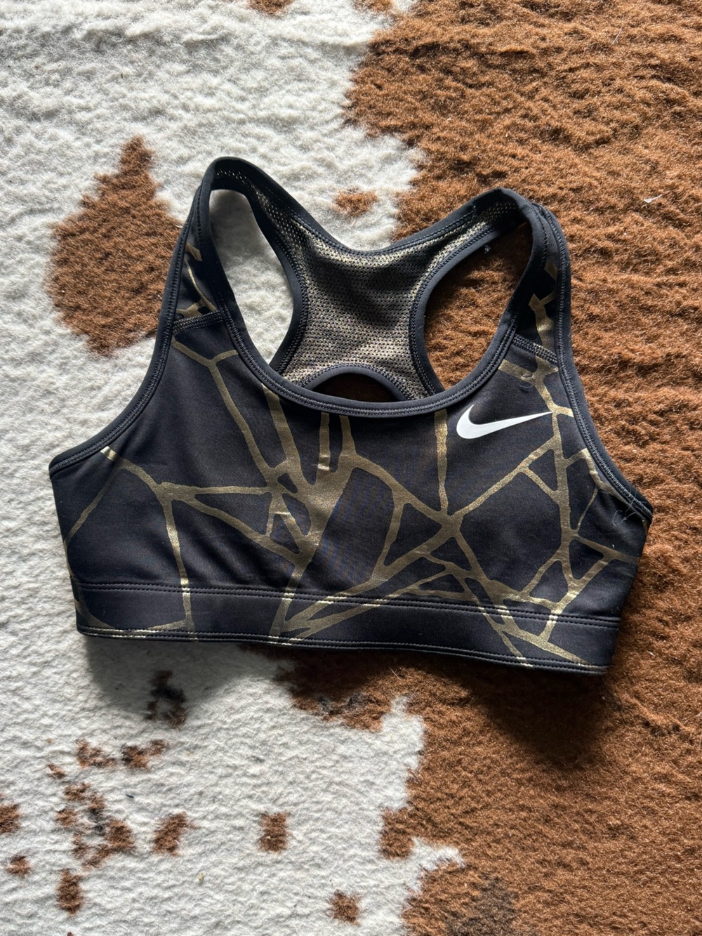 Reversible Nike Sports Bra with Gold Print